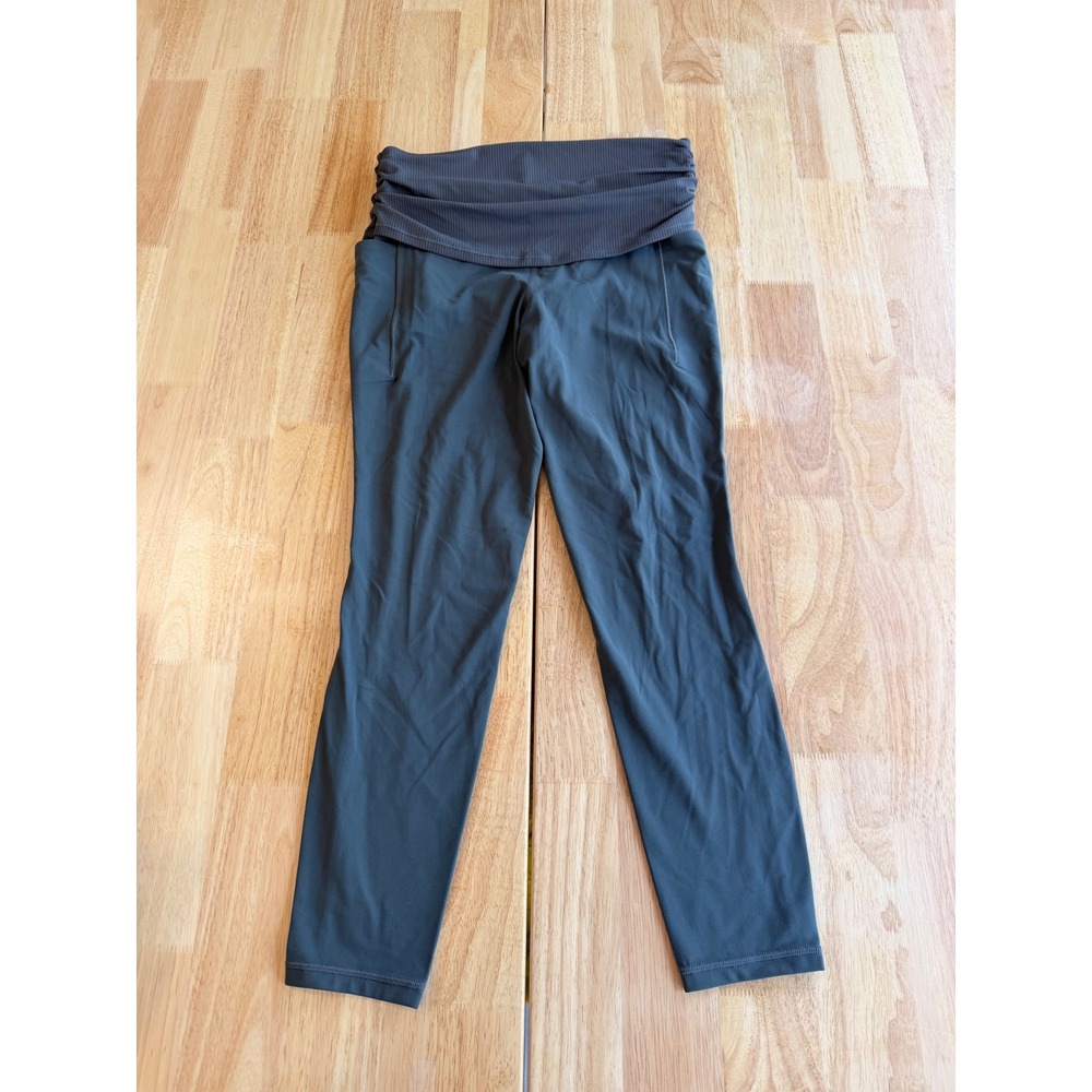 Athleta Salutation Stash 7/8 Fold Over Tight Gray Leggings Large Tall L/T